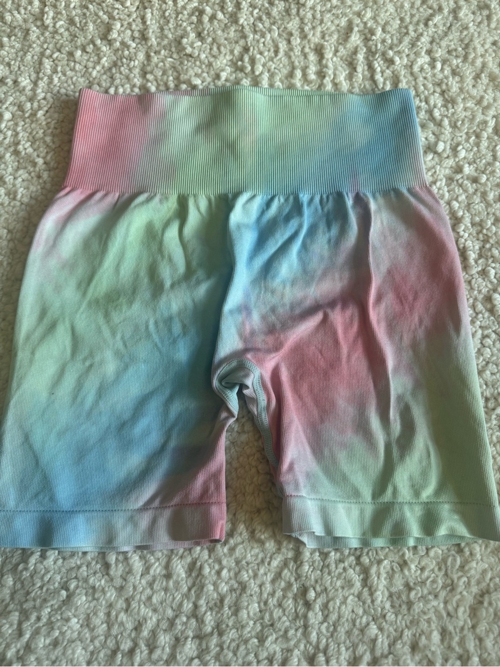 Women's Tie-Dye Bike Shorts - Pastel Green Pink - Picture 3 of 4